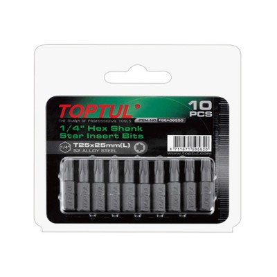 Насадка TORX T6*25 1/4" 10шт блистер TOPTUL