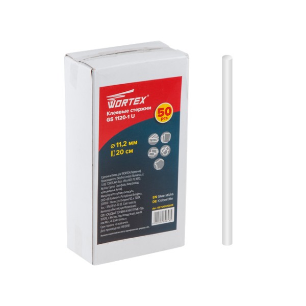 Клеевые стержни Wortex GS 1120-1 U  (PVC универсальный, 11,2*200мм, 50шт, коробка) (PVC универсальны