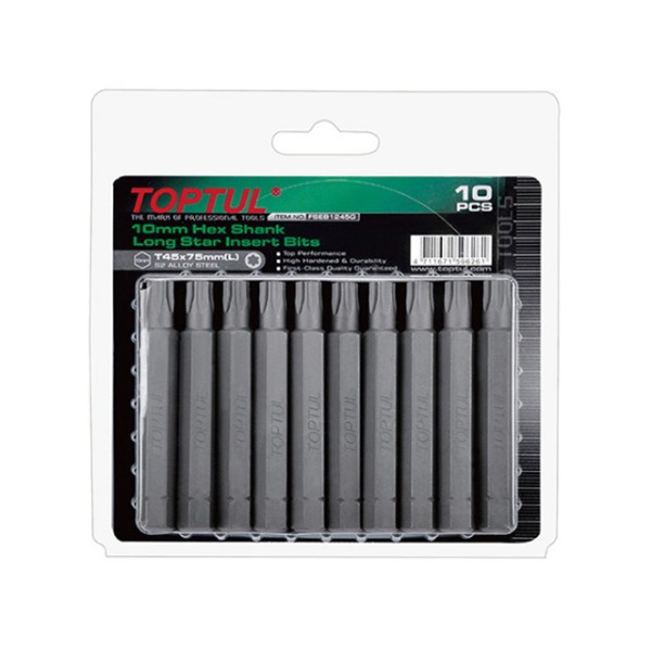 Насадка TORX T27 75мм LONG 10шт блистер TOPTUL