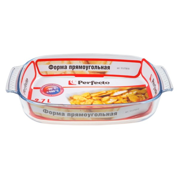 Форма из жаропрочного стекла, 2.7 л, прямоугольная, 344х223х61 мм, PERFECTO LINEA