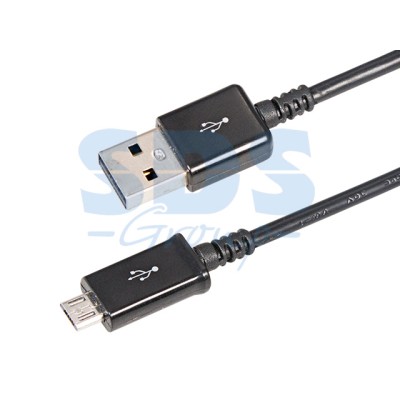 USB кабель microUSB 1 м длинный штекер черный REXANT