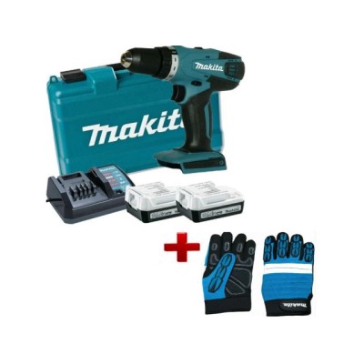 Аккум. дрель-шуруповерт MAKITA DF 347 DWE в чем. + АКЦИЯ (перчатки L Makita) (14.4 В, 2 акк., 1.5 А/ч Li-Ion, 2 скор., 30 Нм, шурупы до 8 мм + Акция