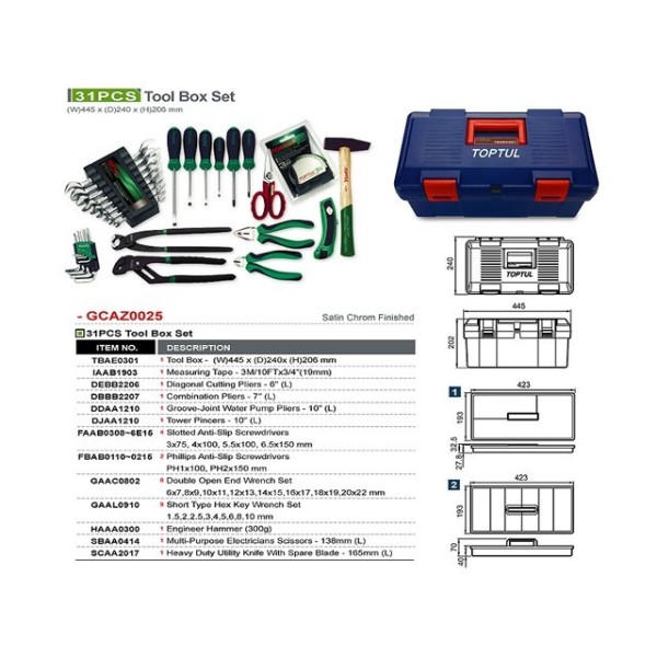 Ящик с инструм. 31предм. TOPTUL (GCAZ0025)