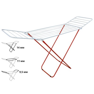 Сушилка для белья напольная, 16м, серия Maria, бело-красная, PERFECTO LINEA (Сушильное полотно - 16 метров, размер 167х46х84.)