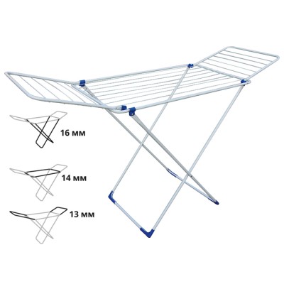 Сушилка для белья напольная, 18м, серия Stella, бело-синяя, PERFECTO LINEA (Сушильное полотно - 18 метров, размер 172х56х90.)