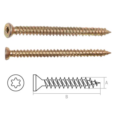 Шуруп по бетону 7.5х182 мм желтый цинк, T30 (20 шт в карт. уп.) STARFIX