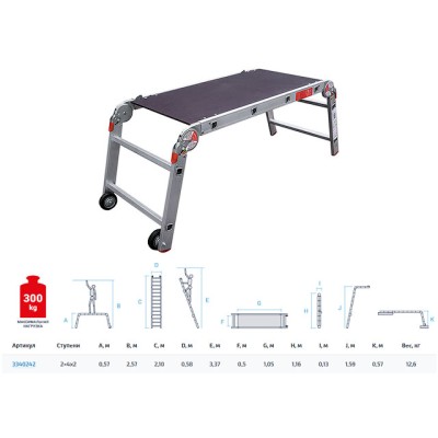 Рабочие подмости проф. 2х4х2  NV 3340 Новая Высота (макс. нагрузка 250кг)
