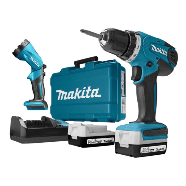 Аккум. дрель-шуруповерт MAKITA DF 347 DWLE в чем. + фонарь (14.4 В, 2 акк., 1.5 А/ч Li-Ion, 2 скор.,