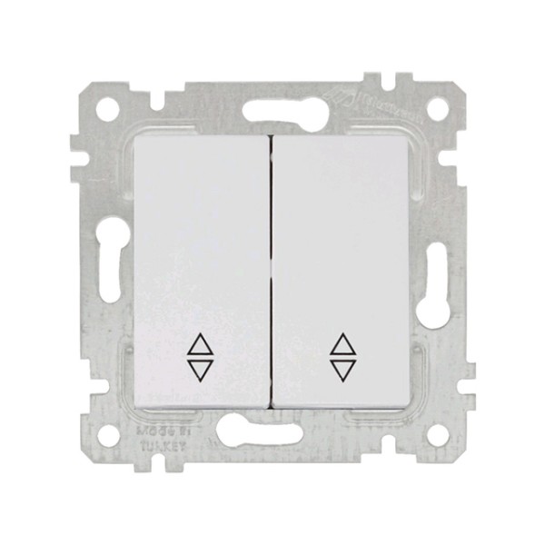 Выключатель проходной 2-клав. (скрытый, без рамки, винт. зажим) белый, RITA, MUTLUSAN (10 A, 250 V,