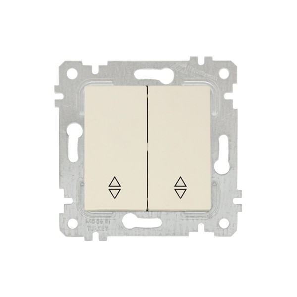 Выключатель проходной 2-клав. (скрытый, без рамки, винт. зажим) кремовый, RITA, MUTLUSAN (10 A, 250