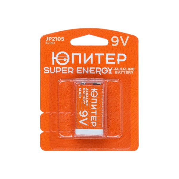 Батарейка 6LR61 (6LF22) 9V alkaline 1шт. ЮПИТЕР (крона)