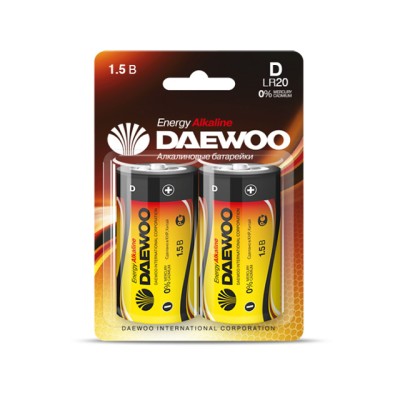 Батарейка D LR20 1,5V alkaline BL-2шт DAEWOO ENERGY