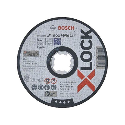 Круг отрезной 125х1.0x22.2 мм для нерж. стали X-LOCK Expert for Inox + Metal BOSCH ( прямой, подходит для всех типов УШМ)