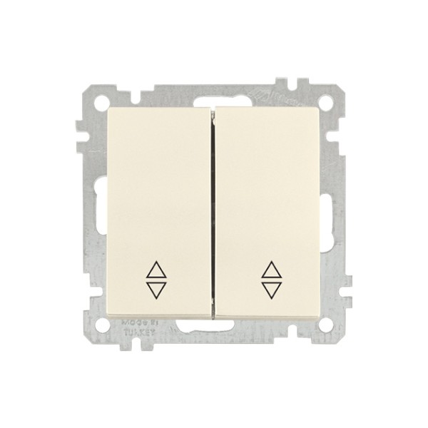 Выключатель проходной 2-клав. (скрытый, без рамки, винт. зажим) кремовый, DARIA, MUTLUSAN (10 A, 250