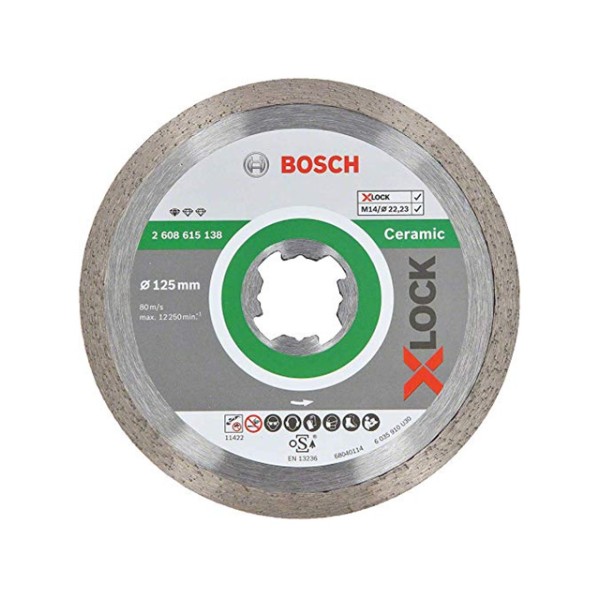 Алмазный круг 125х22,23 мм по керамике сплошн. X-LOCK Standard for Ceramic BOSCH ( сухая резка)