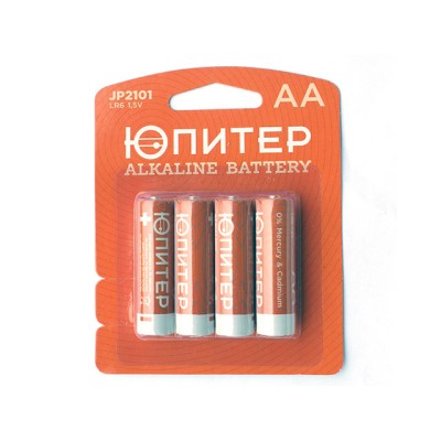 Батарейка AA LR6 1,5V alkaline 4шт. ЮПИТЕР