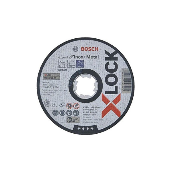 Круг отрезной 125х1.6x22.2 мм для нерж. стали X-LOCK Standard for Inox BOSCH ( прямой, подходит для