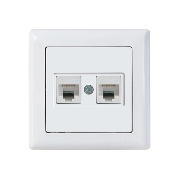 Розетка компьютерная 2xRJ45 (Cat5e, скрытая) белая, DARIA, MUTLUSAN ((2xRJ 45) 8-pin, соединения тип