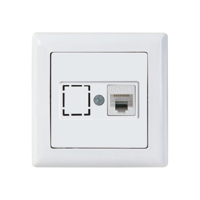 Розетка компьютерная 1xRJ45 (Cat6, скрытая) белая, DARIA, MUTLUSAN ((RJ 45)   8-pin, соединения типа 568A или 568B)