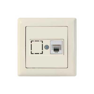 Розетка компьютерная 1xRJ45 (Cat6, скрытая) кремовая, DARIA, MUTLUSAN ((RJ 45)   8-pin, соединения типа 568A или 568B)