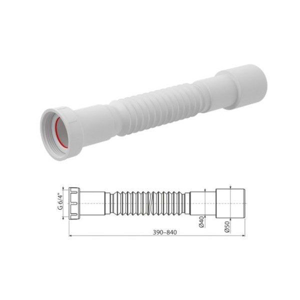 Гибкое соединение 6/4х40/50 пластмасса, Alcaplast