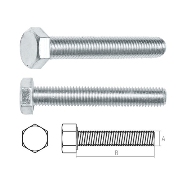 Болт М6х80 мм шестигр., цинк, кл.пр. 8.8, DIN 933 (5 шт в зип-локе) STARFIX