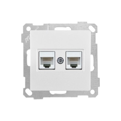 Розетка компьютерная 2xRJ45 (Cat5e) белая, ELITRA, MUTLUSAN