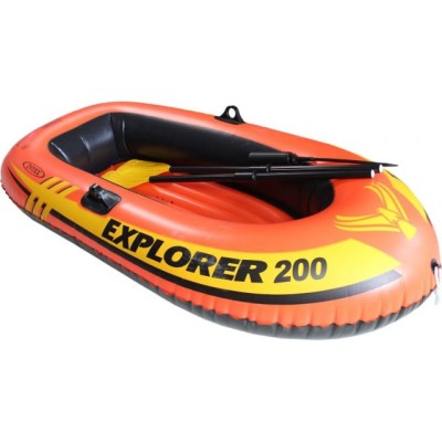 Надувная лодка двухместная Explorer 200, 185х94х41 см + весла пластик.122 см, насос ручной, INTEX (от 6 лет)