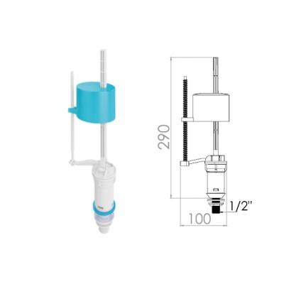 Поплавочный клапан нижней подачи воды 1/2, пл. резьба, AV Engineering
