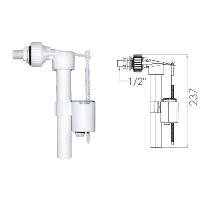 Поплавочный клапан  боковой подачи воды, 1/2, пл. резьба, AV Engineering